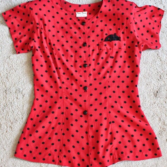 Host Pick!! 🪐🍀🎱🌈 Vintage 1970s does 40s -Shoulder Pad Top, Andrews Sisters M - Picture 2 of 10